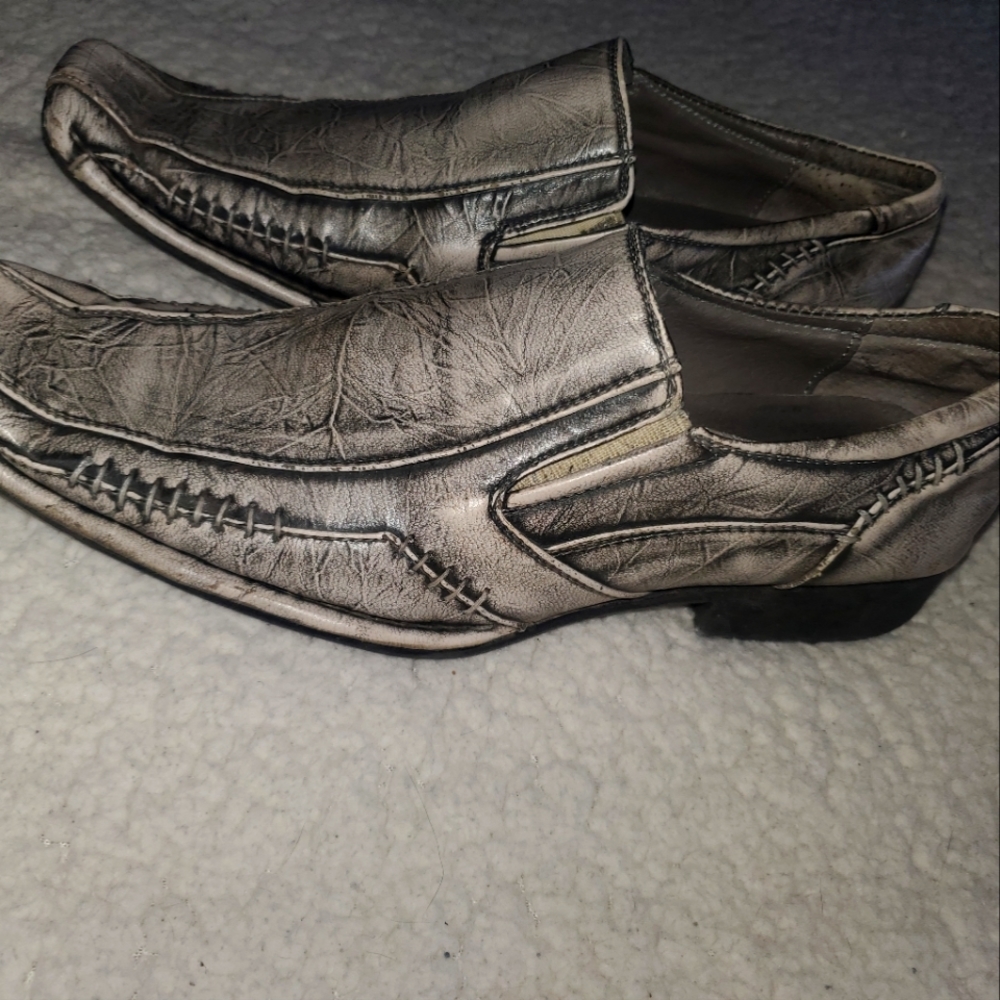 Men's Gray/Silver Distressed Loafers SPRING Size 9/42 EUR